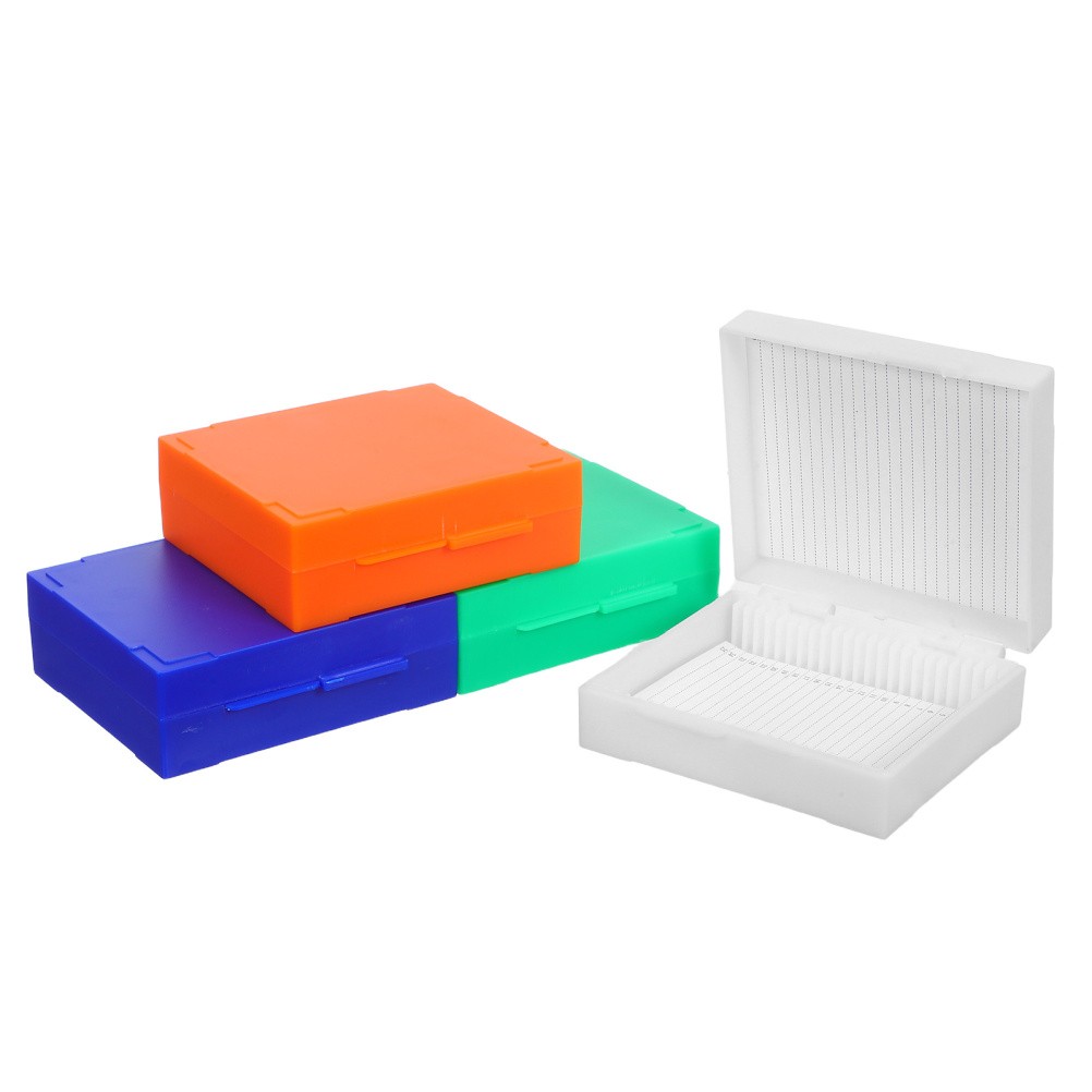 4pcs Plastic Microscope Slide Storage Boxes 25 Slots for Laboratory Experiments