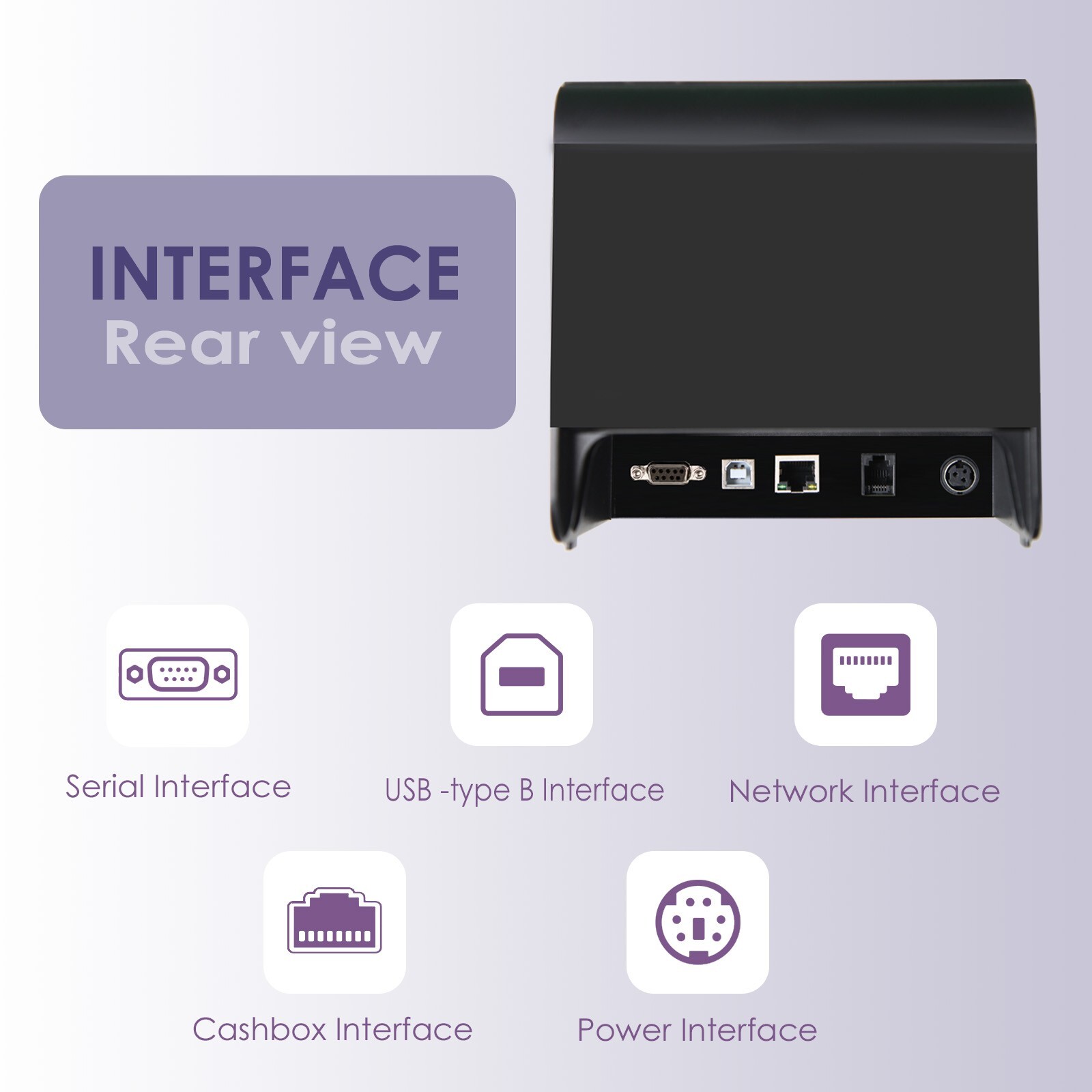 Thermal Receipt Printer 80mm POS Label Printer Serial USB Network Interface