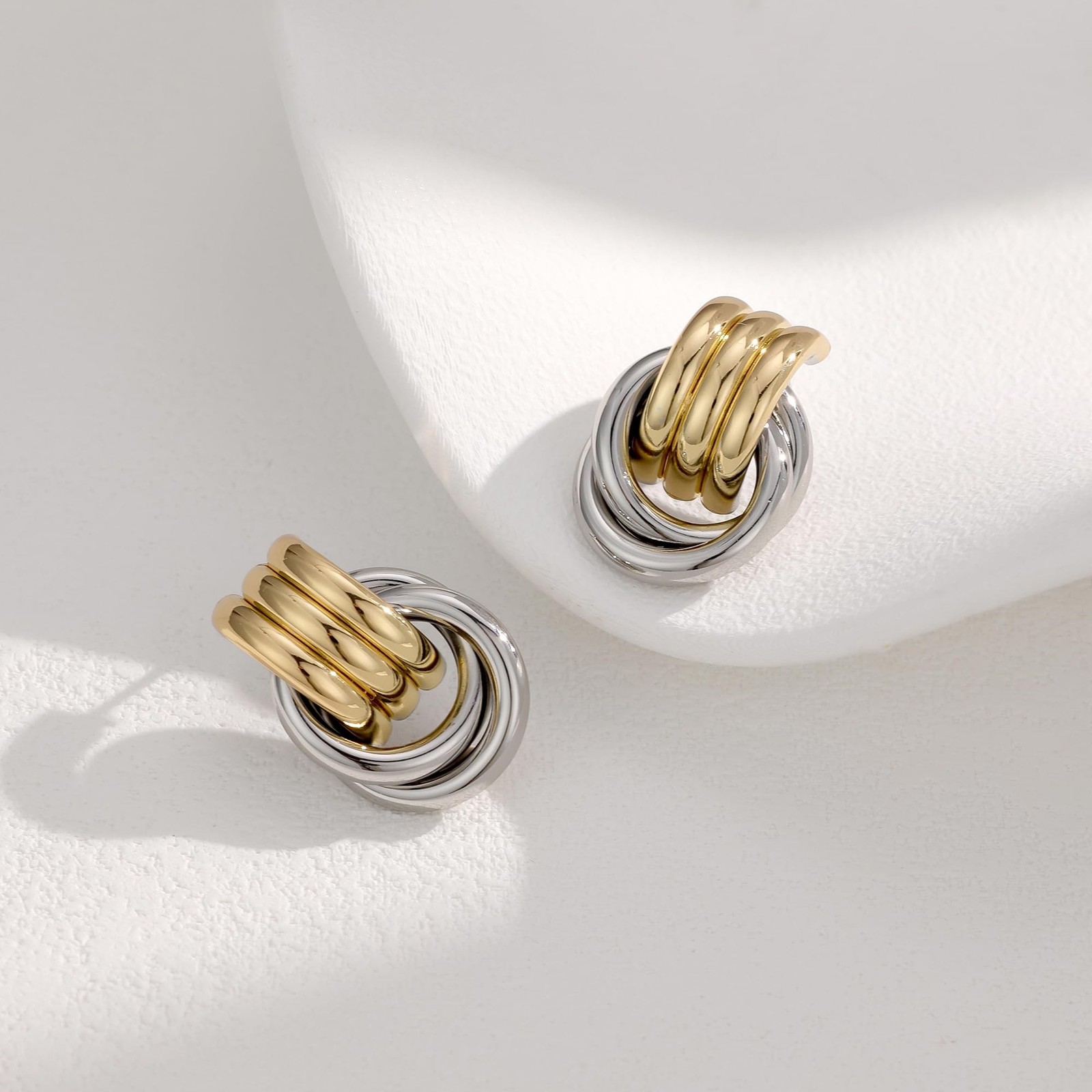 Chunky Earrings Knot Link Statement Geometric Drop Dangle Earrings for Women_...