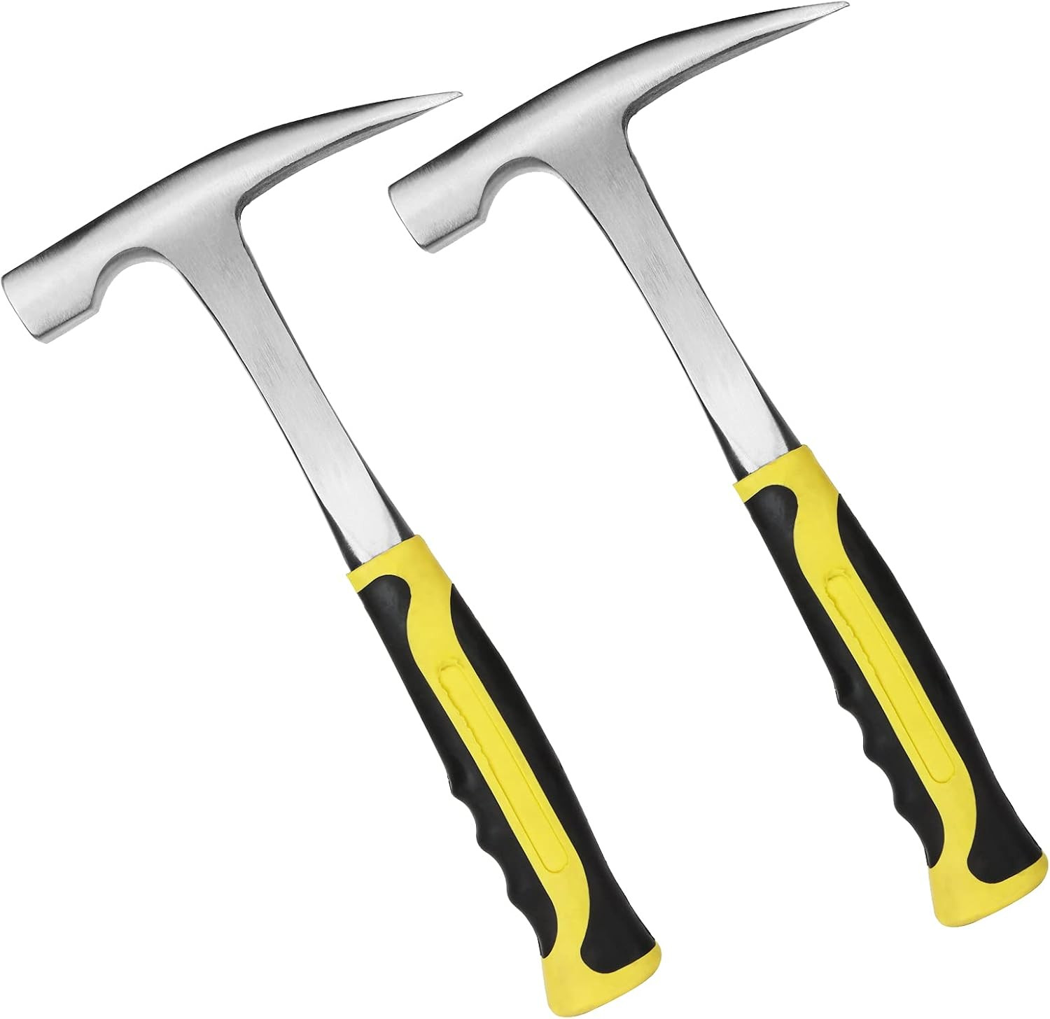 2 Pack Rock Pick Hammer with Non-Skid Handle, 12.8 Inch All Steel Geologist Hamm