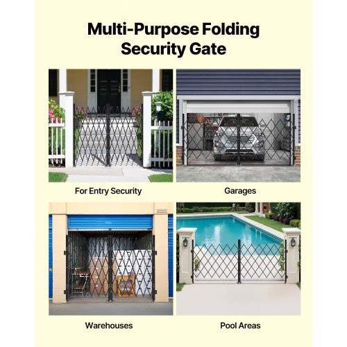 Double Folding Security Gate, Lockable Scissor Gate with 360?° Swivel Caster