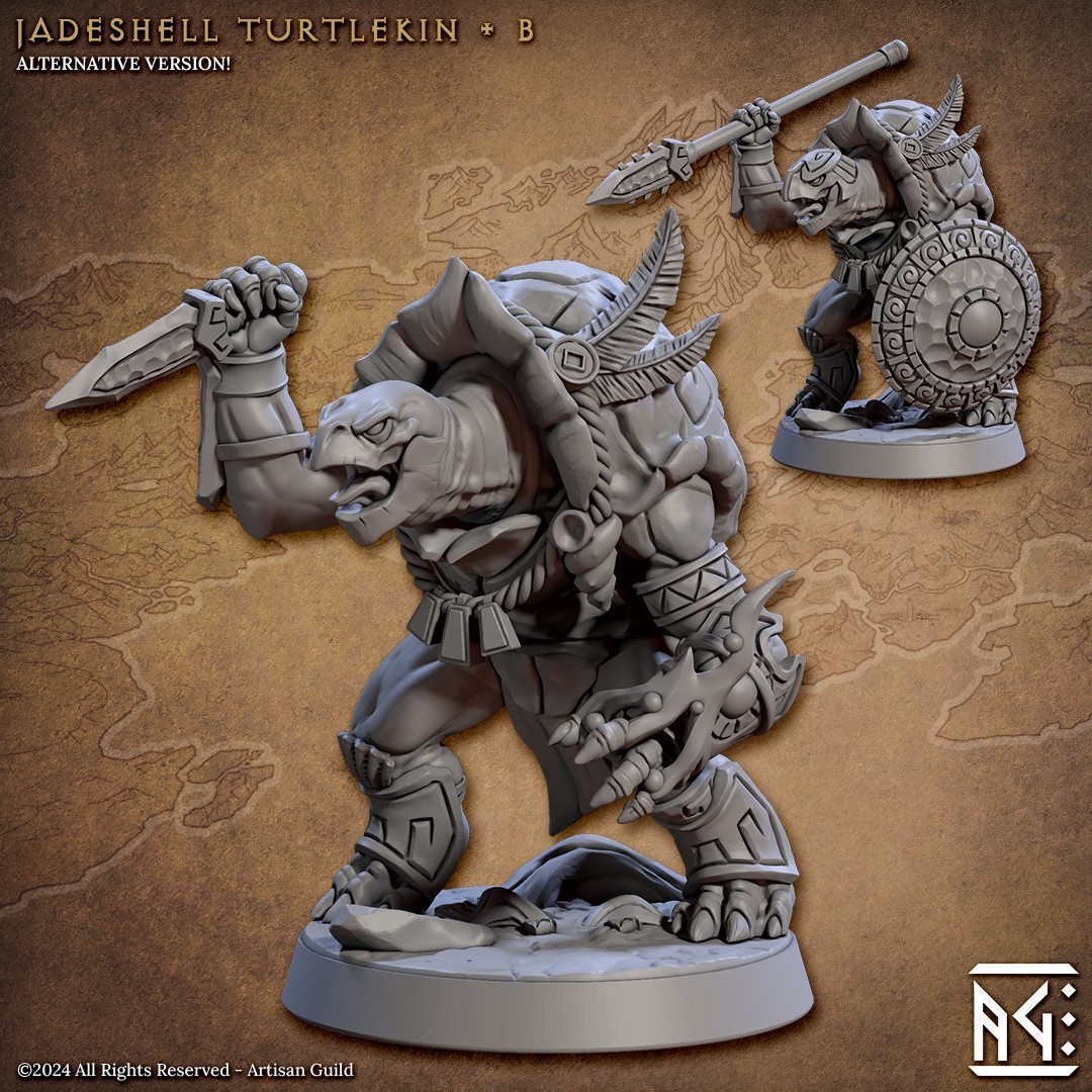 Jadeshell Turtlekin - B - Artisan Guild DnD Resin Miniature 30mm/75mm RPG