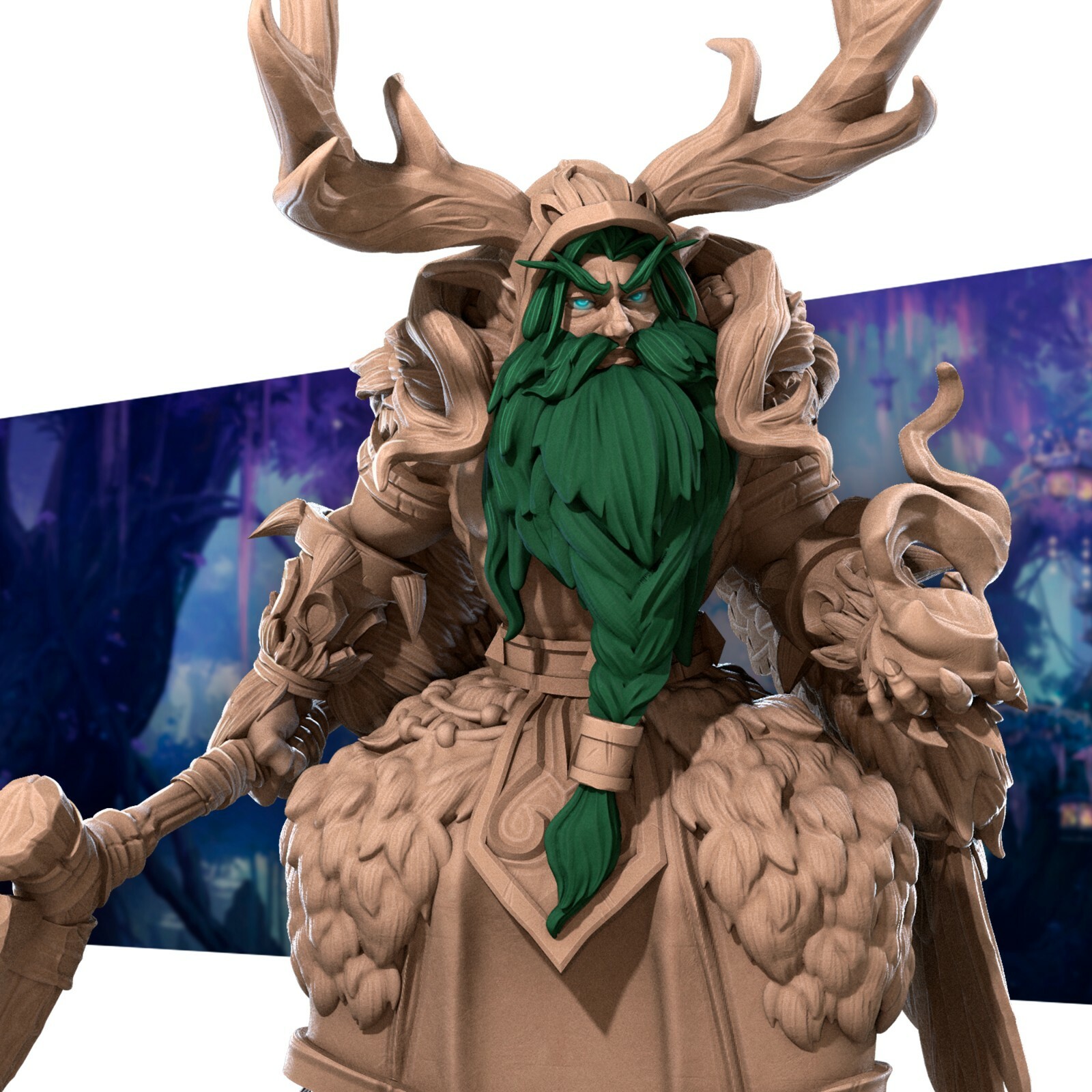 Night Wood Elf Druid v1 - Bite the Bullet - Fantasy Dungeons & Dragons Miniature