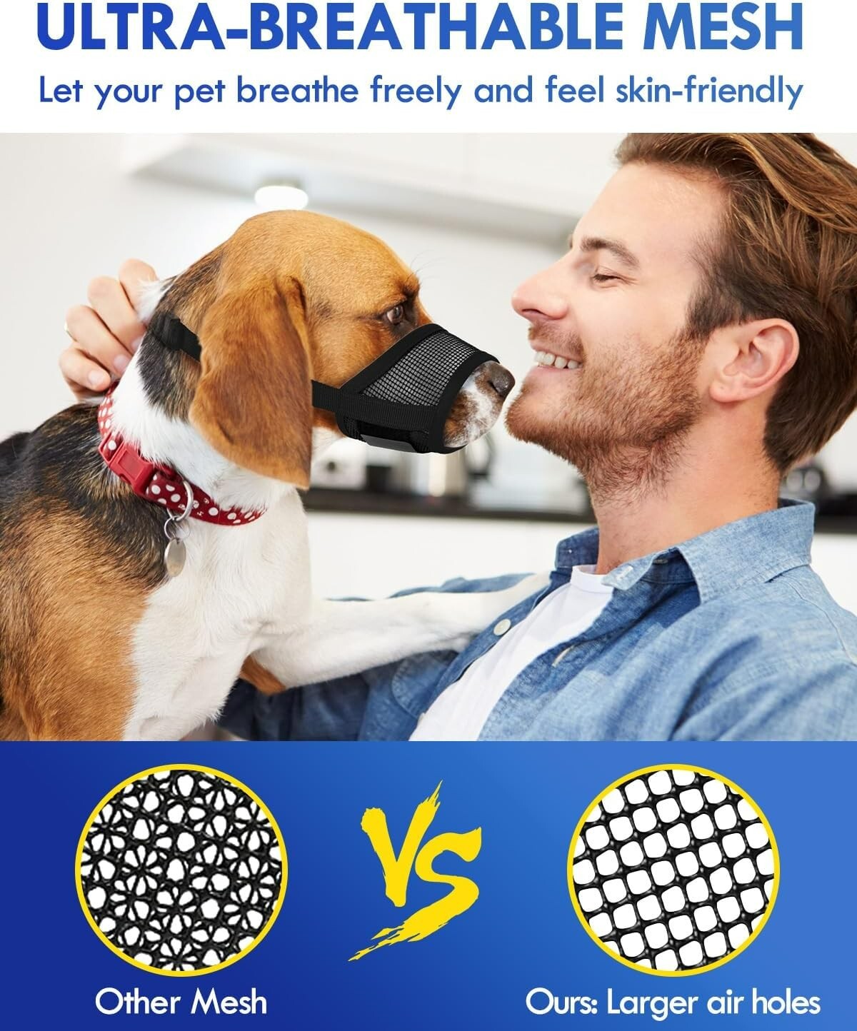 Air Mesh Dog Muzzle (Black,M)