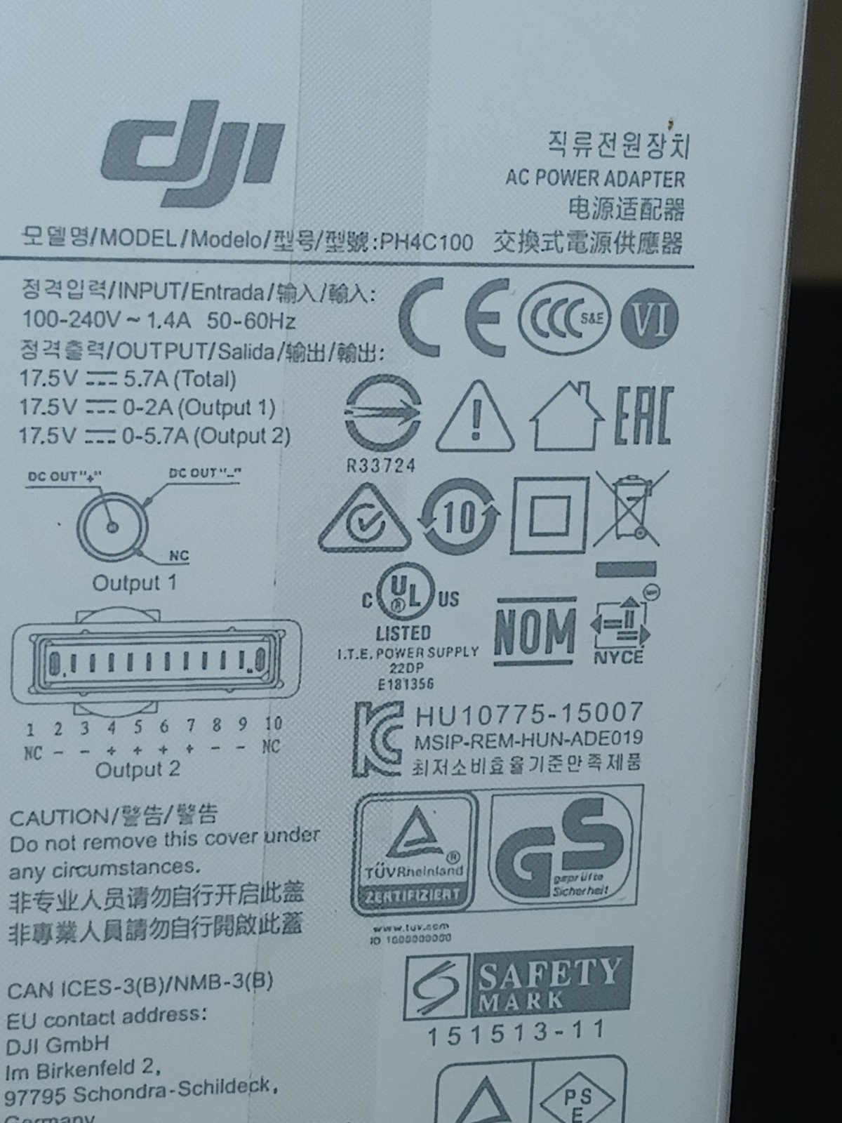 Genuine DJI 100W Power Adapter for Phantom 4 / 4 PRO / Advanced Quadcopter
