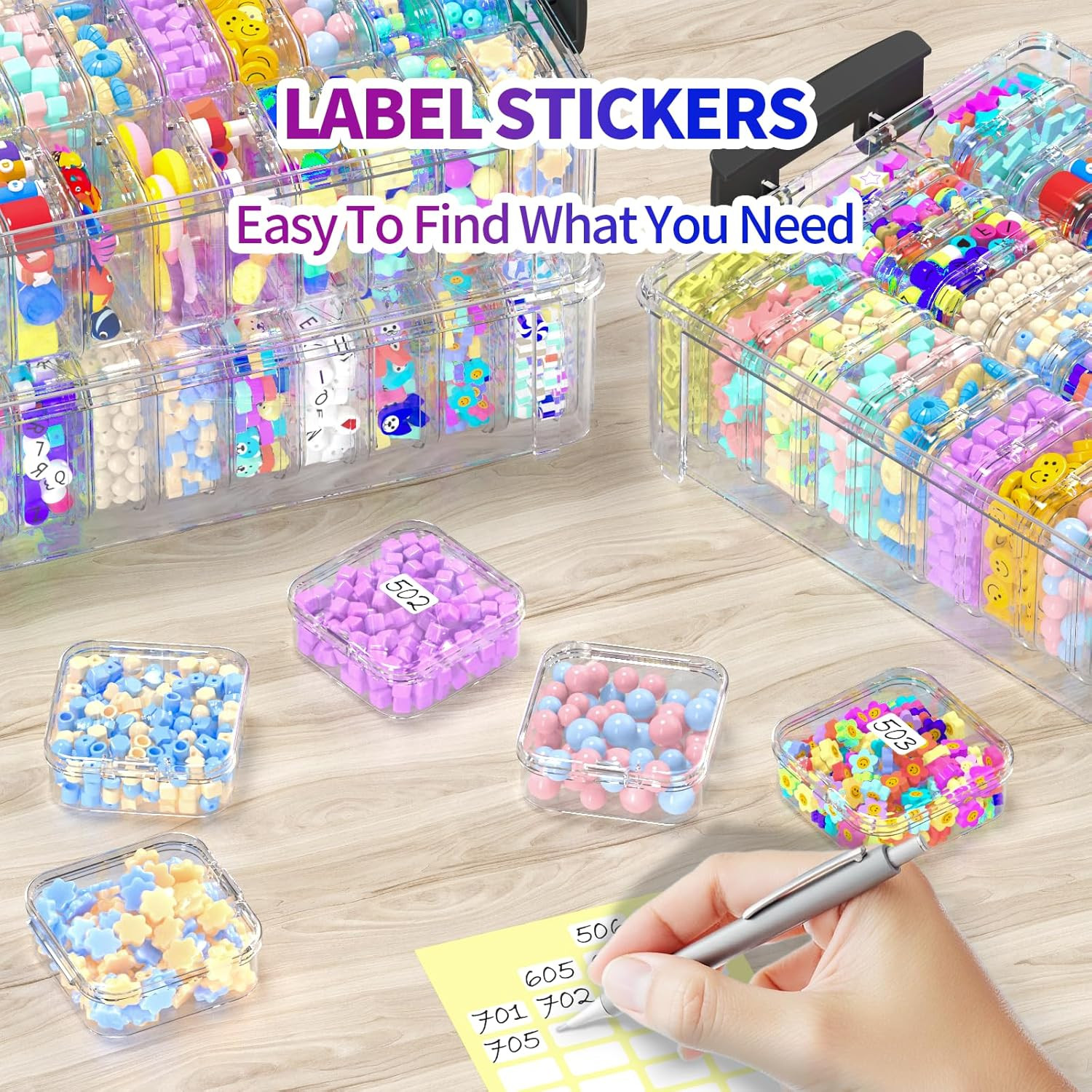 Bead Organizer Box 120 Pcs, 4-Tier Large Capacity Stackable Bead Storage Contain