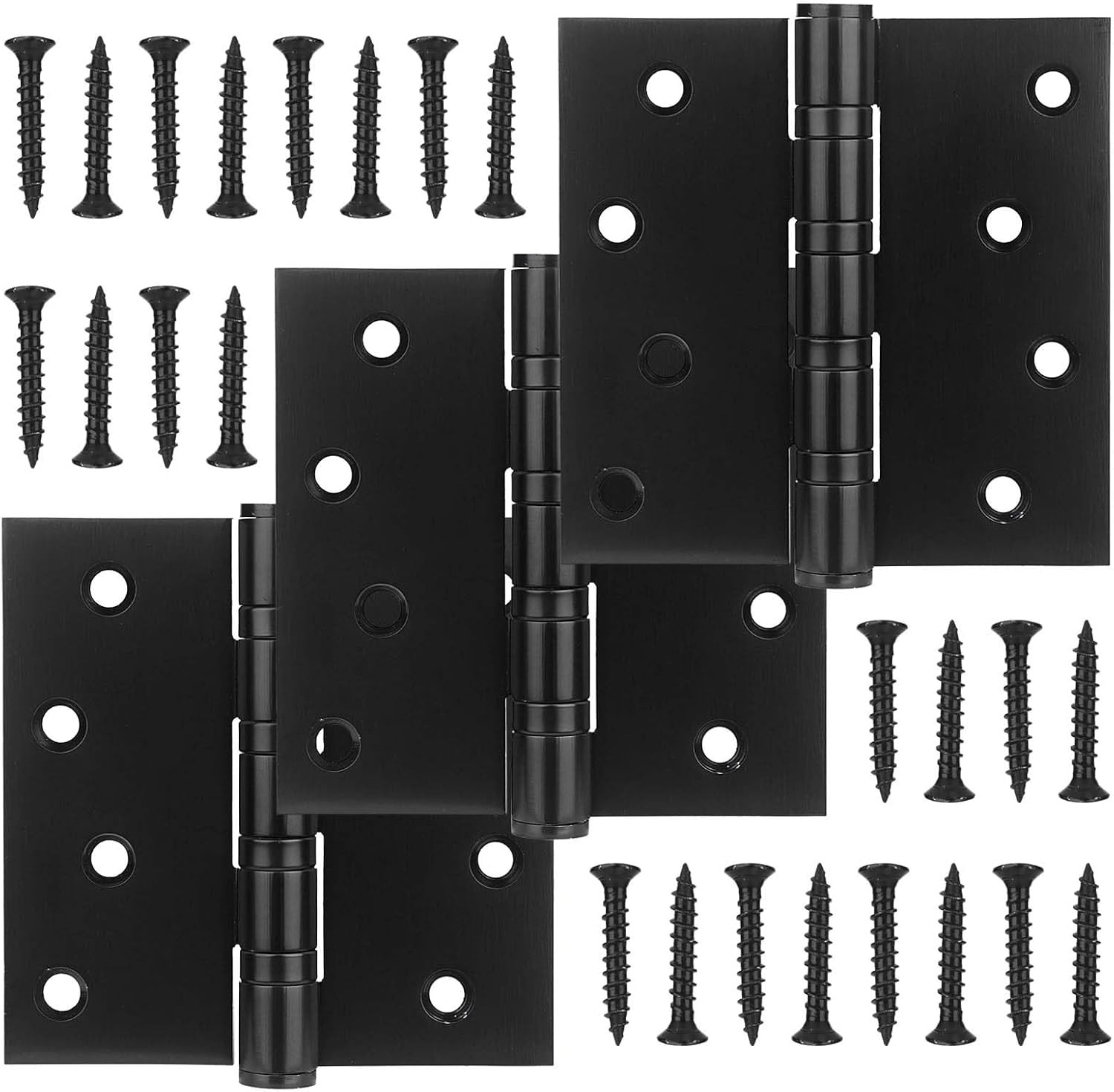 3 Pack Stainless Steel 4'' Black Door Hinges, 4in x 4in Heavy-Duty Ball Bearing