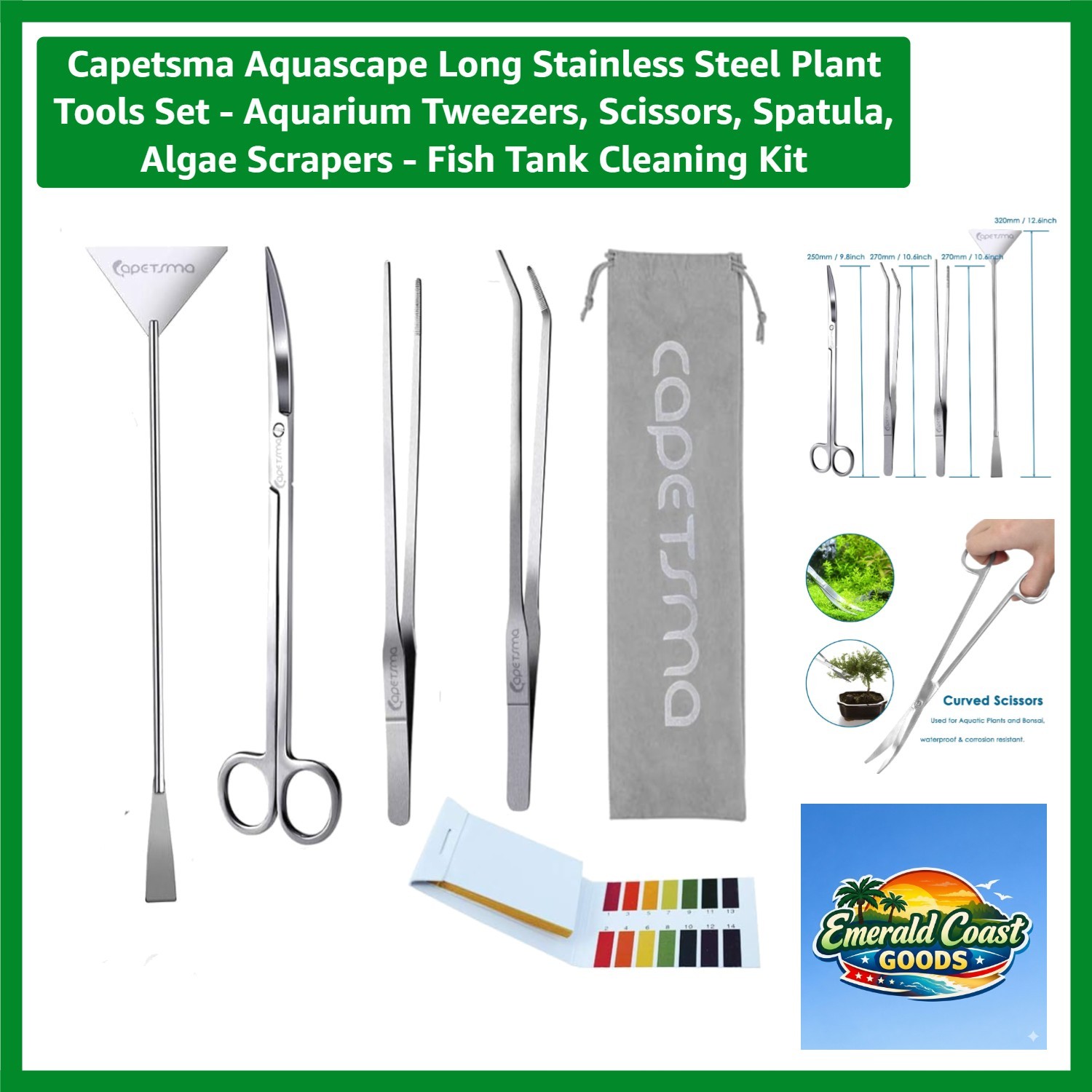 Precision Aquascaping Tools - Stainless Steel Set with Velvet Pouch for Elegance