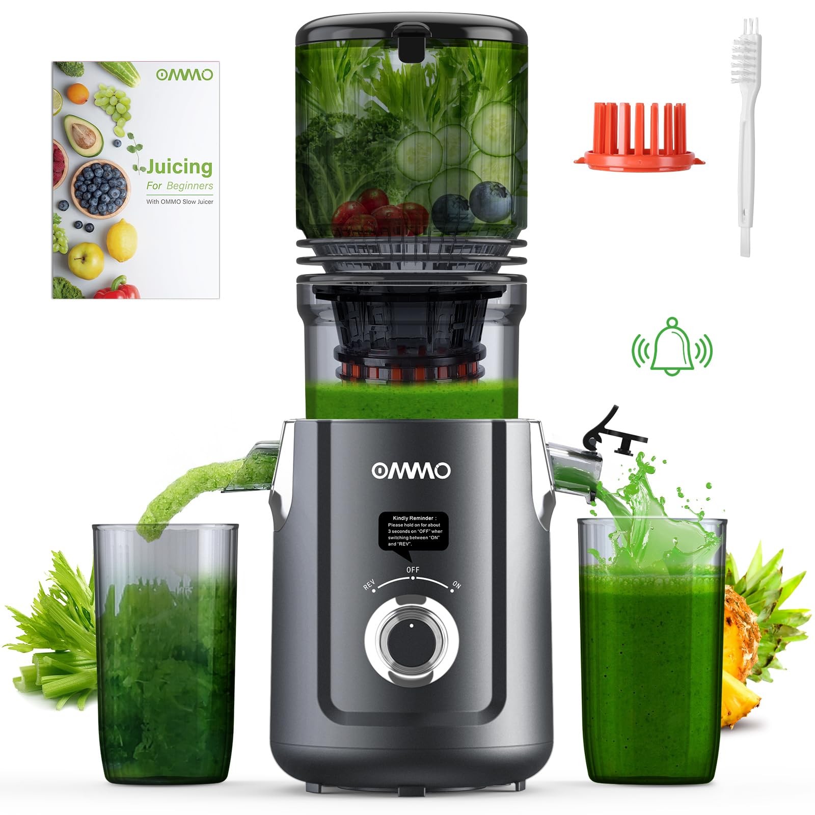 Cold Press Juicer Machines: 5.1" Wide Feed Chute Slow Masticating Juicer for ...
