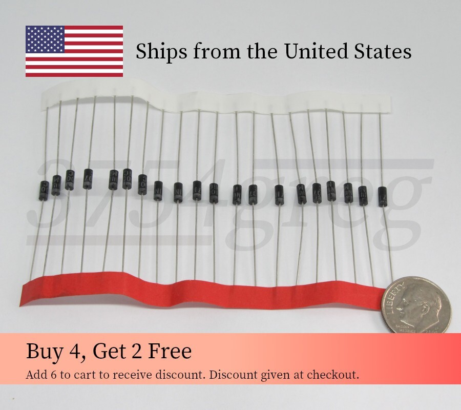 20pcs - 1N4001 General Purpose Diode - DO-41 (Obsolete. Consider 1N4007)