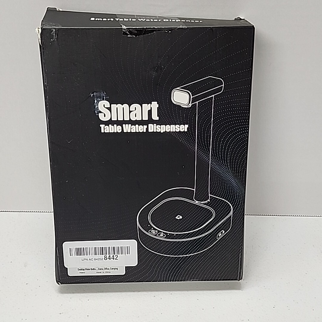 Smart Table Water Dispenser with USB Rechargeable Pump - Black - New Open Box