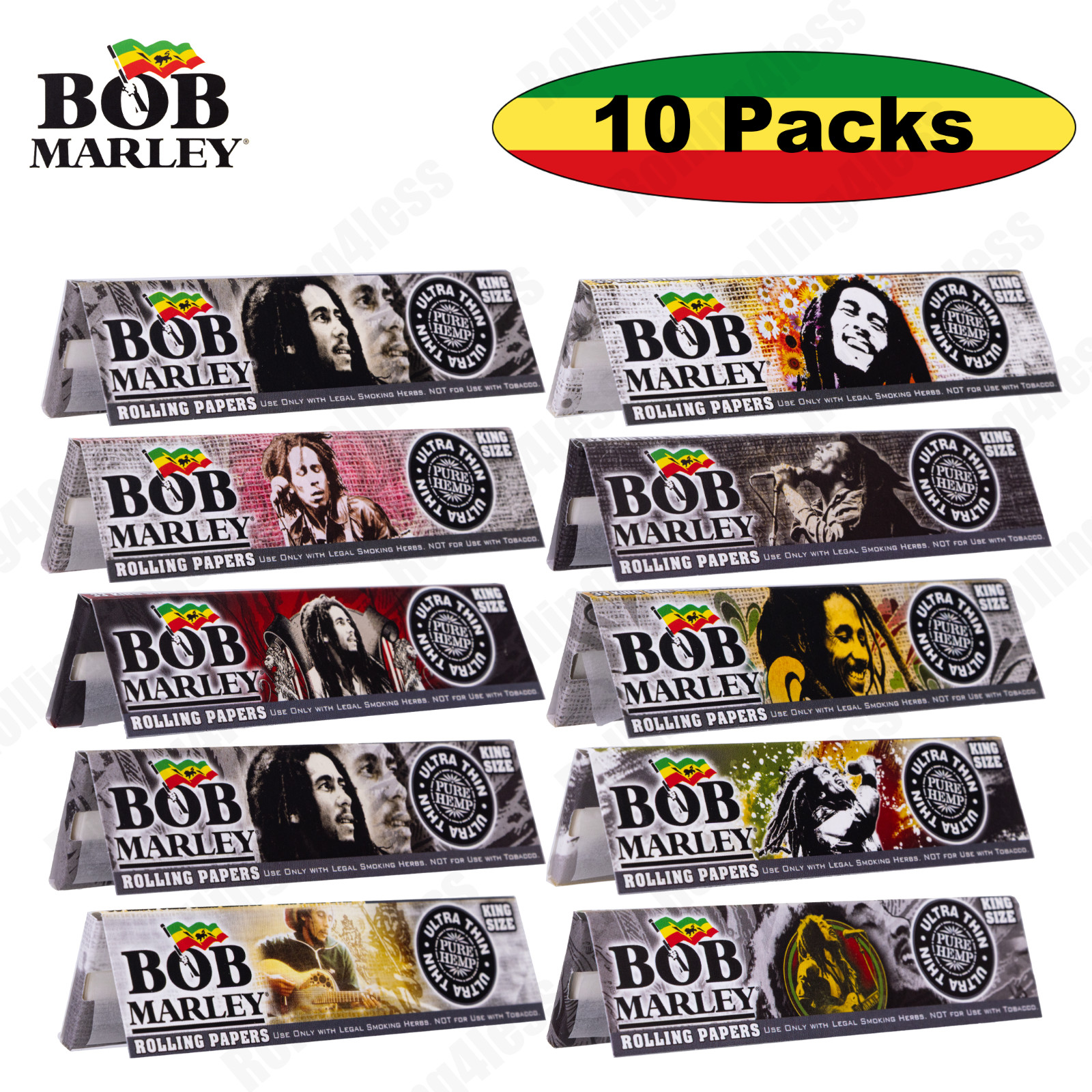 Bob Marley Ultra Thin King Size Rolling Papers Authentic | 10 Packs Deal