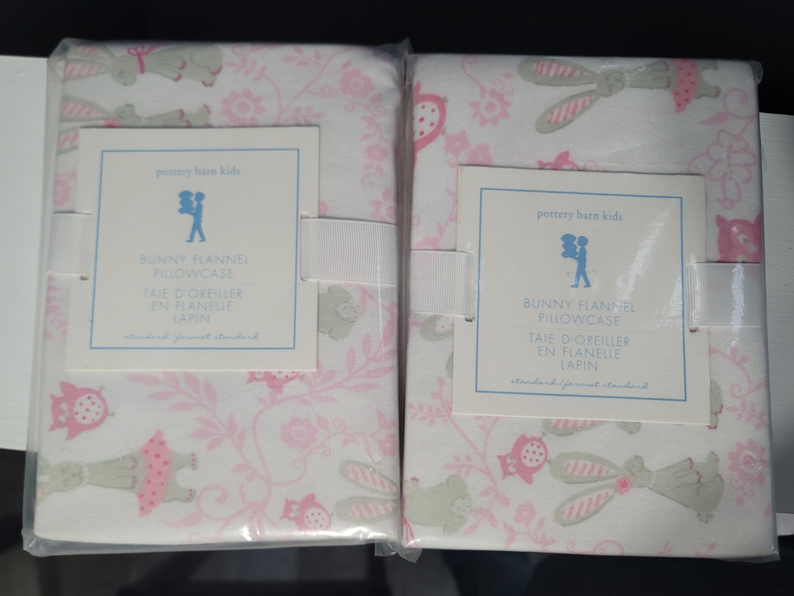 🐇🐇 Set Of Two - Pottery Barn Kids Bunny & Owl flannel pillowcase 🐇🐇
