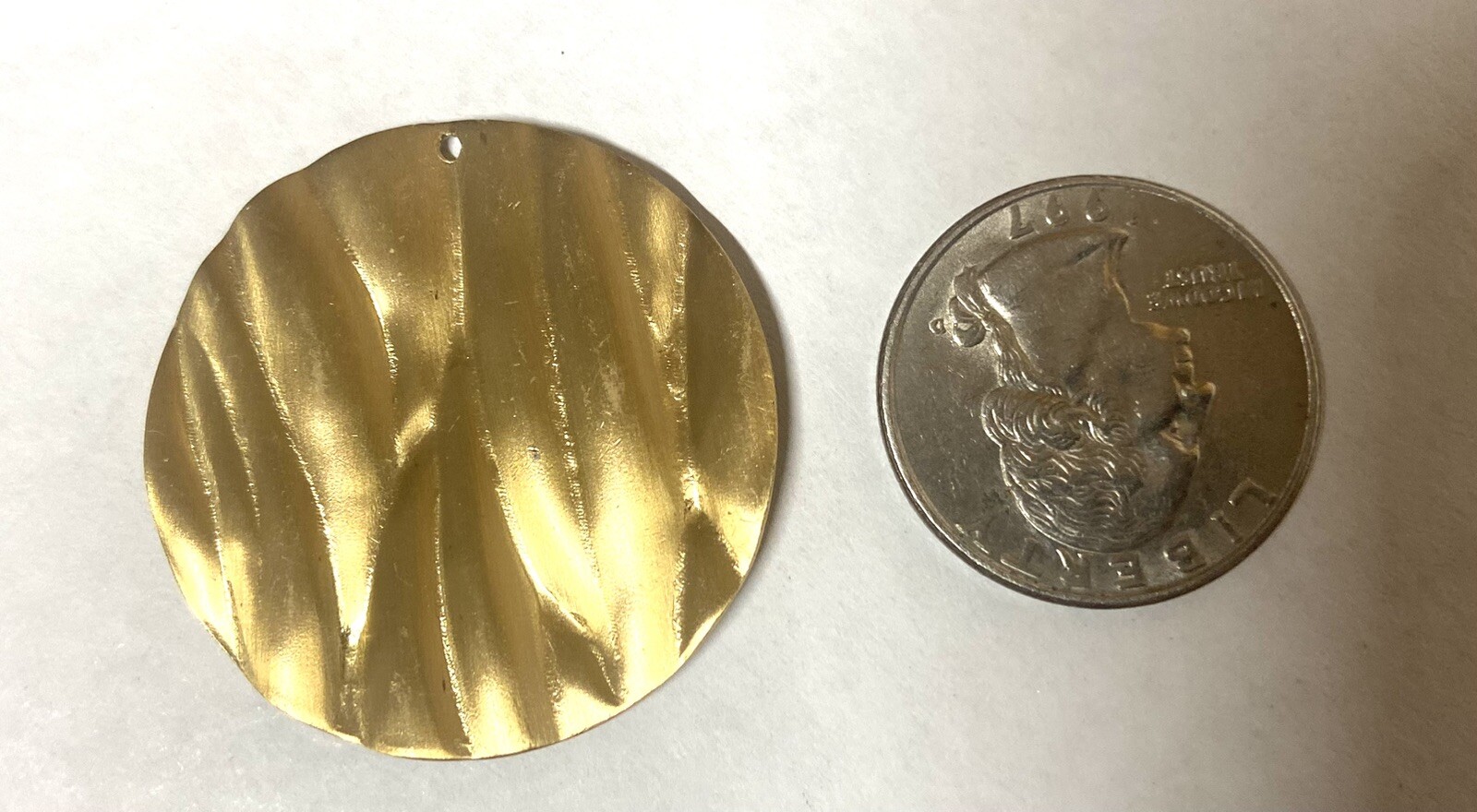 12x Charm with Antique brass finish- Large ruffled Round drop-1 1/2"