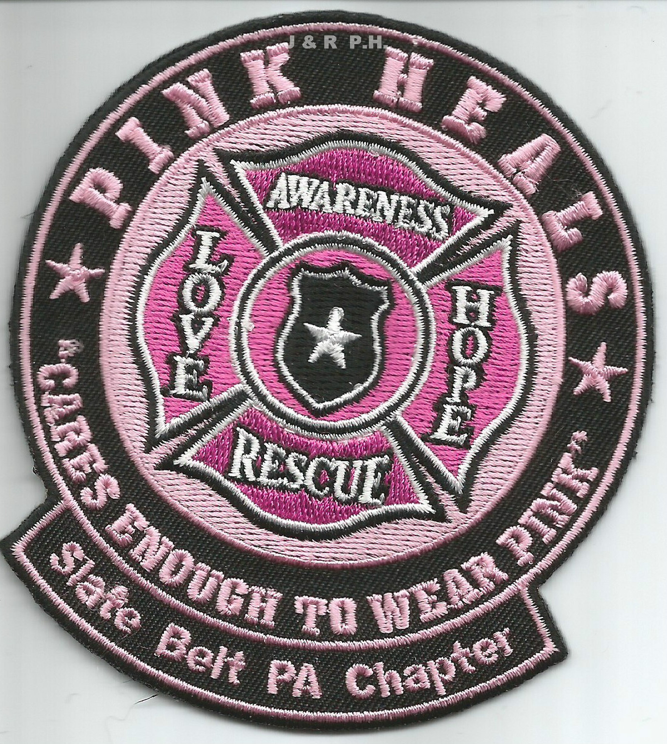 Pink Heals - Wear Pink - Slate Belt, PA  (3.5" x 4" size)   fire patch