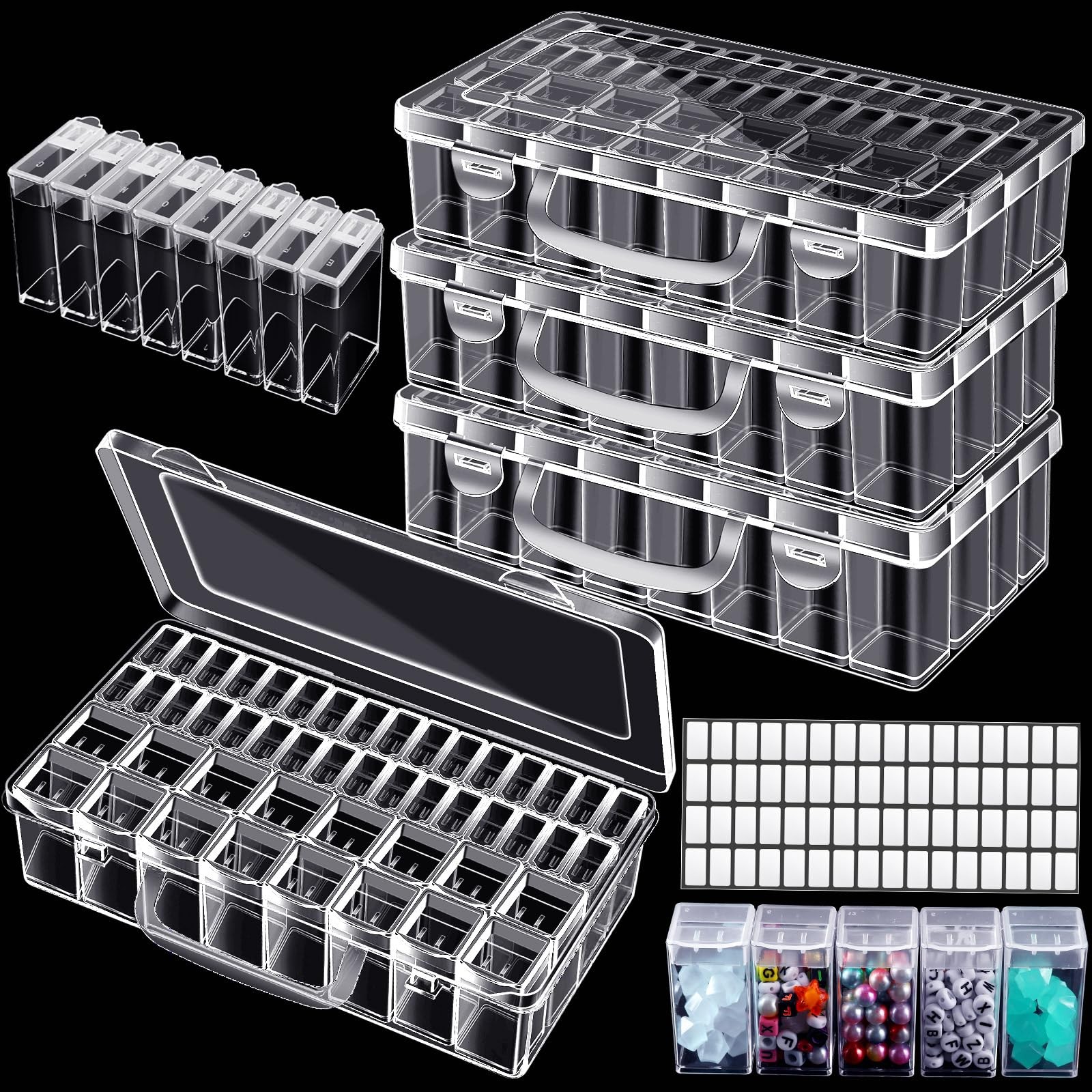 3 Pcs 48 Grids Diamond Painting Drill Storage Containers 5D Diamond Embroider...