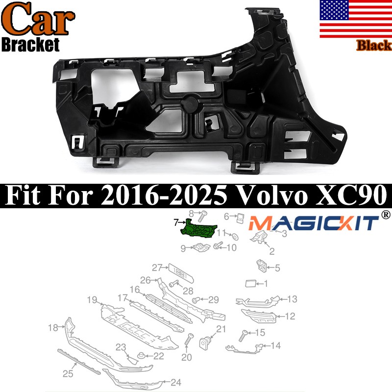 #31353371 Right Headlight Mount Bracket Support Black Fit For Volvo XC90 2016-25