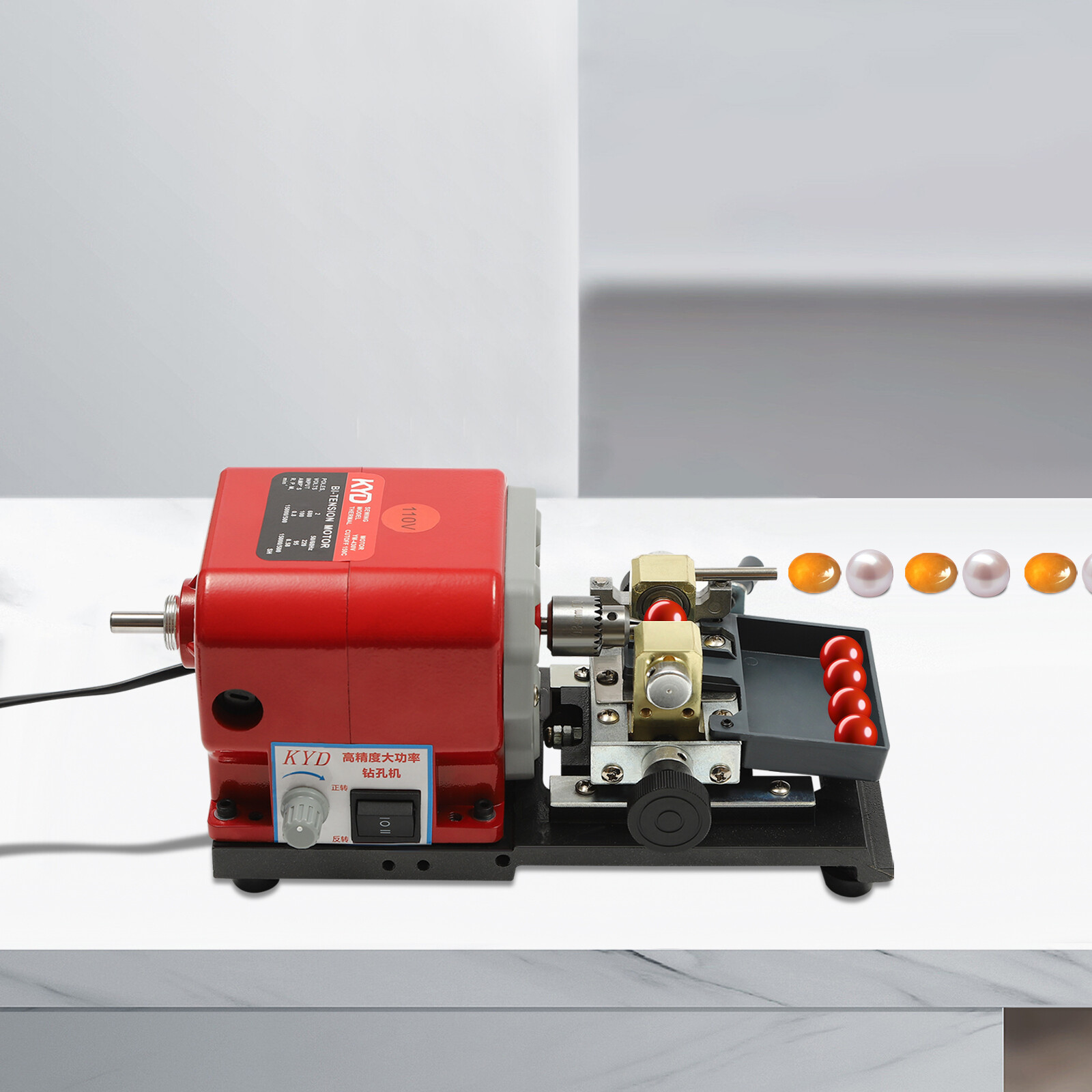 680W Pearl Drilling Machine Bead Holing Driller Tool Machine w/ Pedal Switch