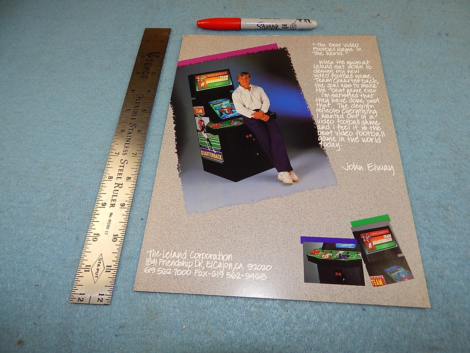 1988 Leland TEAM QUARTERBACK video game advertising flyer