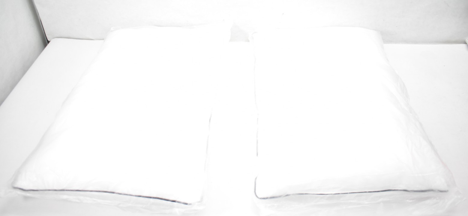 Lot of 2 Standard Pillows White Bedding w Black Outline NO PILLOWCASES