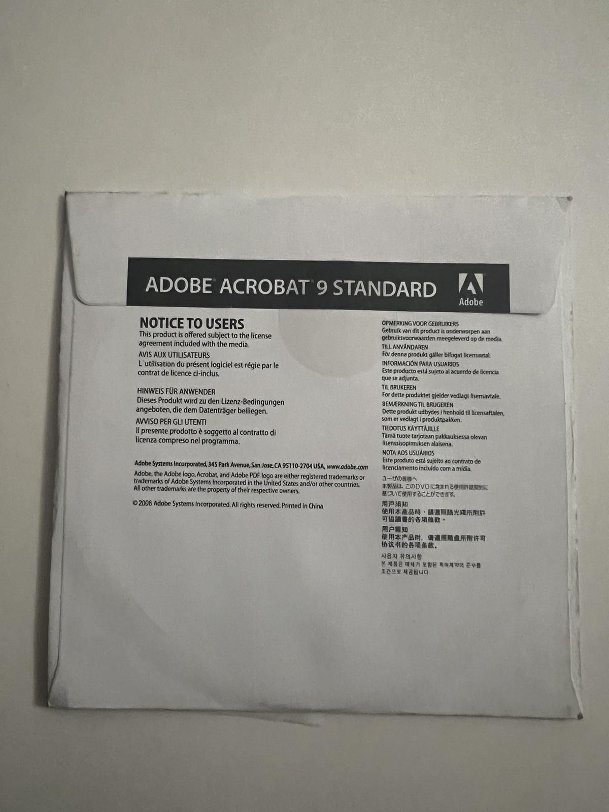 Adobe Acrobat 9 Standard for Windows Disc 1