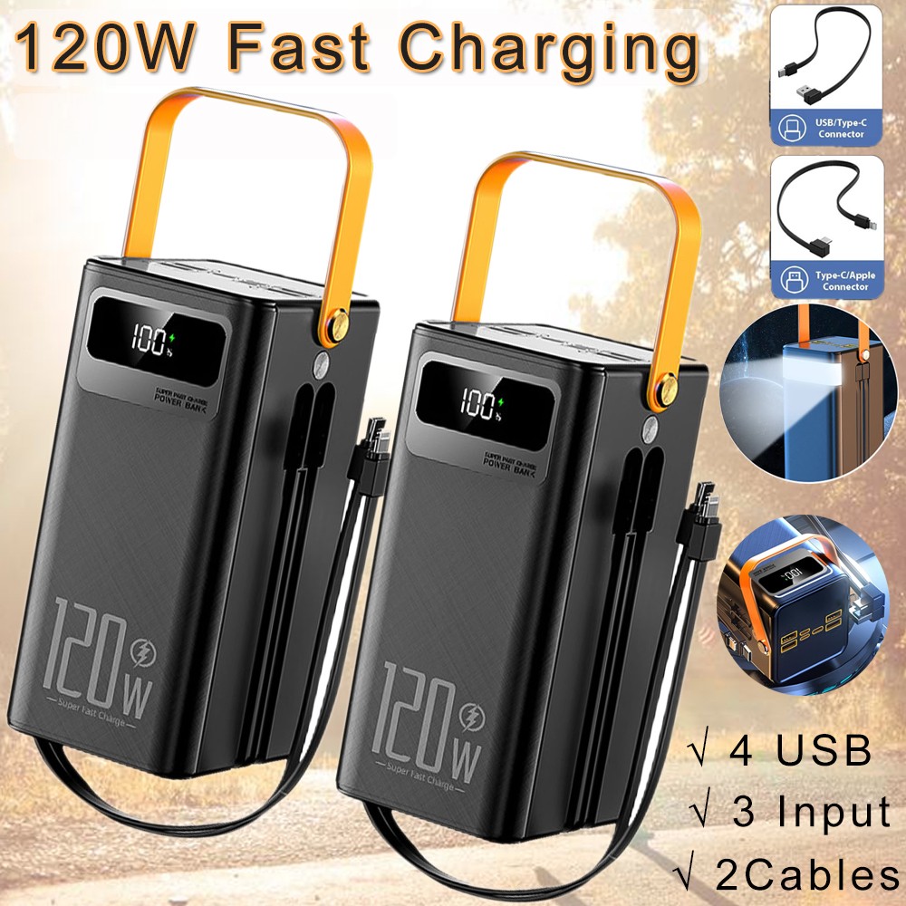 Portable 70000mAh 120W Power Bank Large Capacity External Battery Fast Charging