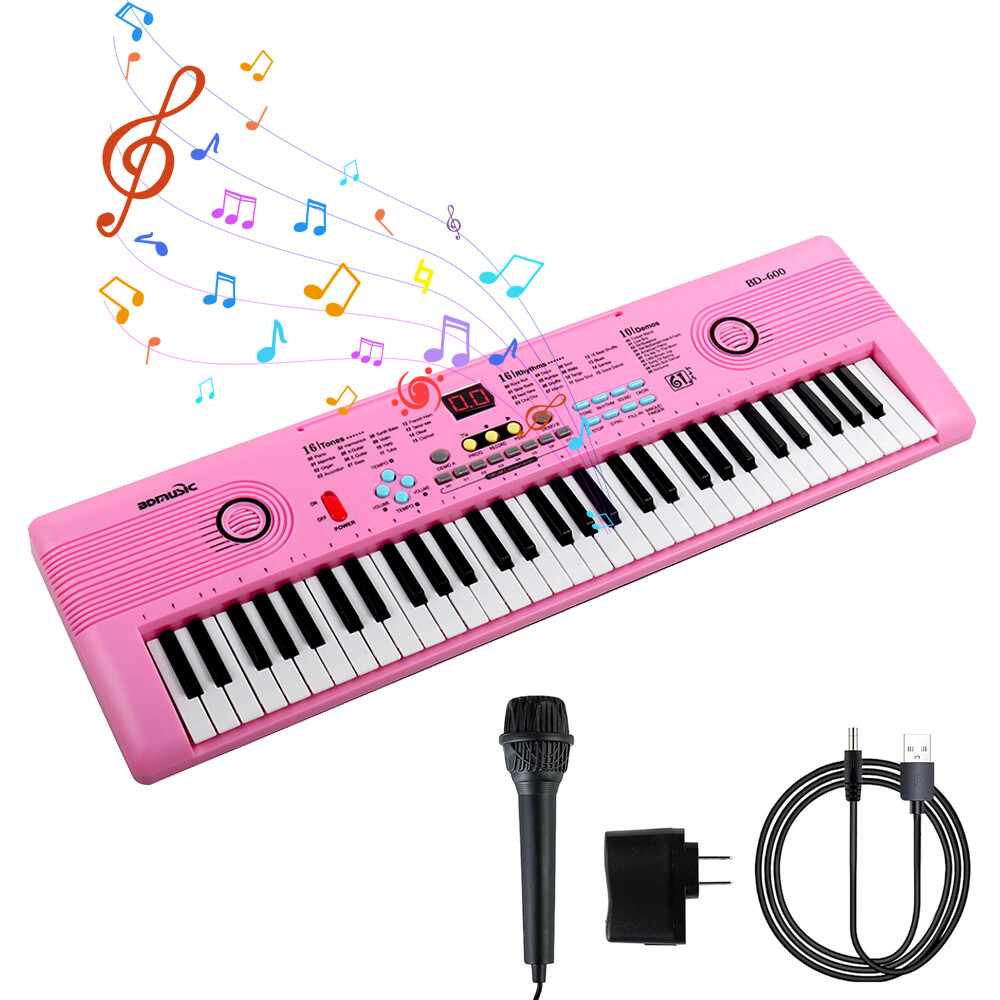 61-Key Kids Rechargeable Digital Music Electronic Keyboard Piano with Microphone