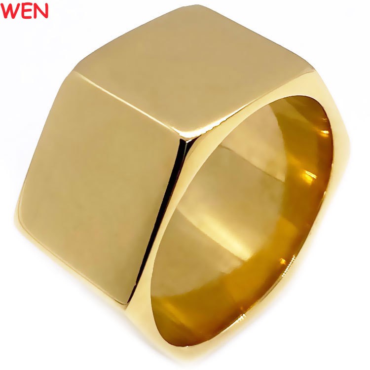 13MM Gold Plated Polished Titanium Men's Big Nut Shape Wedding Ring HipHop Punk