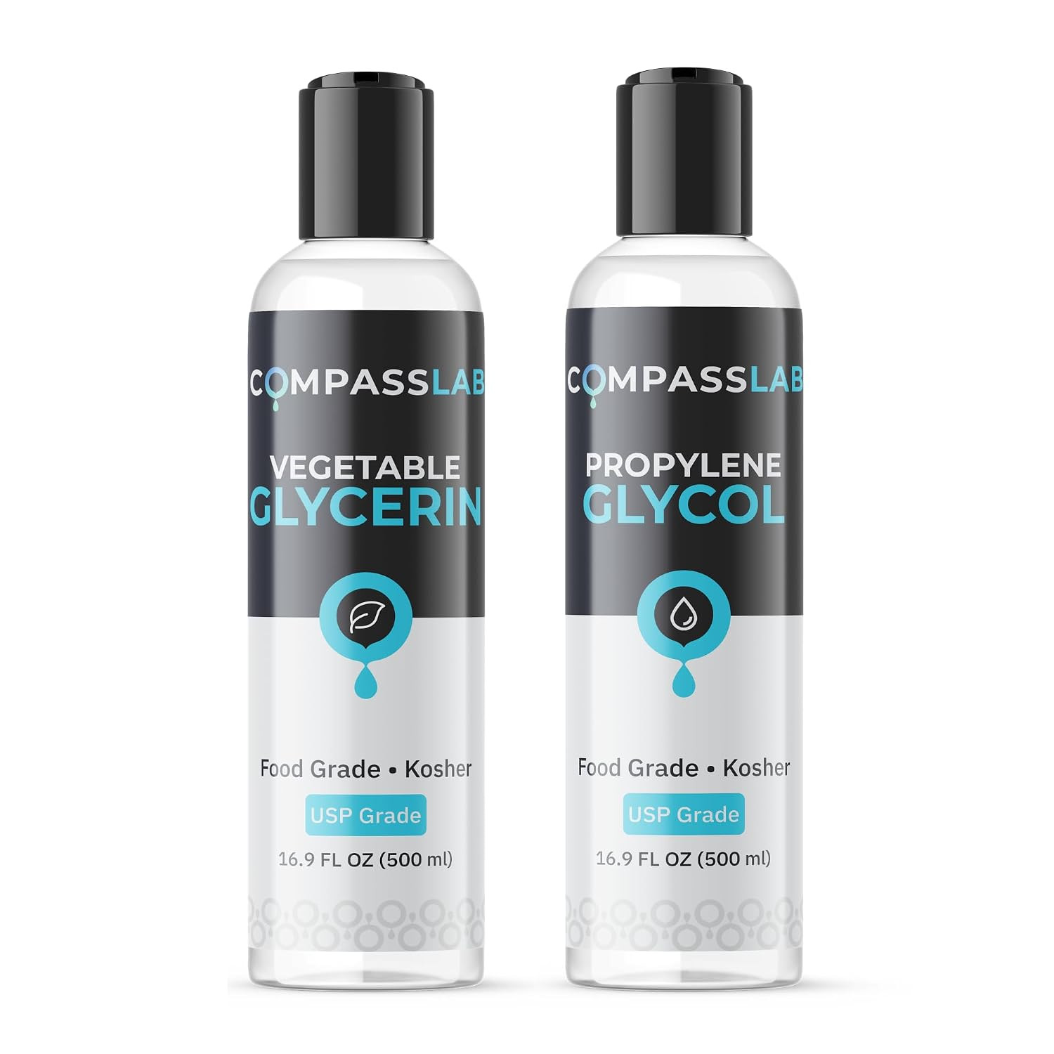 Compass Laboratory Propylene Glycol & Vegetable Glycerin - 500Ml Each | Usp-Grad