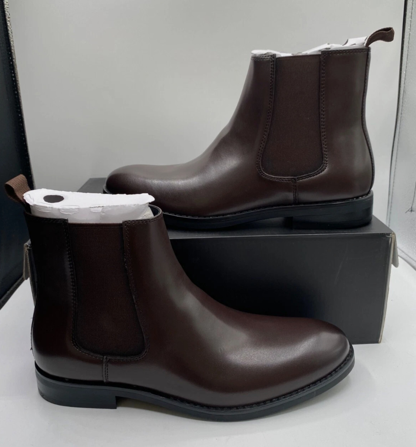 ALFANI Men's Size 8 Dress Boots Shoe Dark Brown Luka Pull-On Chelsea