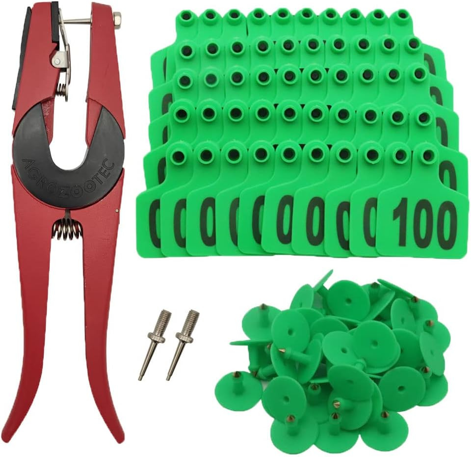 Aretes Ganado Numerados 001100 Plastico Identificacion Animal para Vacas Verde