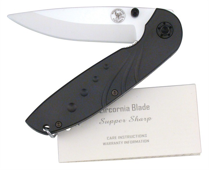 Whitetail Cutlery Aluminum Liner Lock Knife Zirconia Ceramic 065CER Pocket Clip