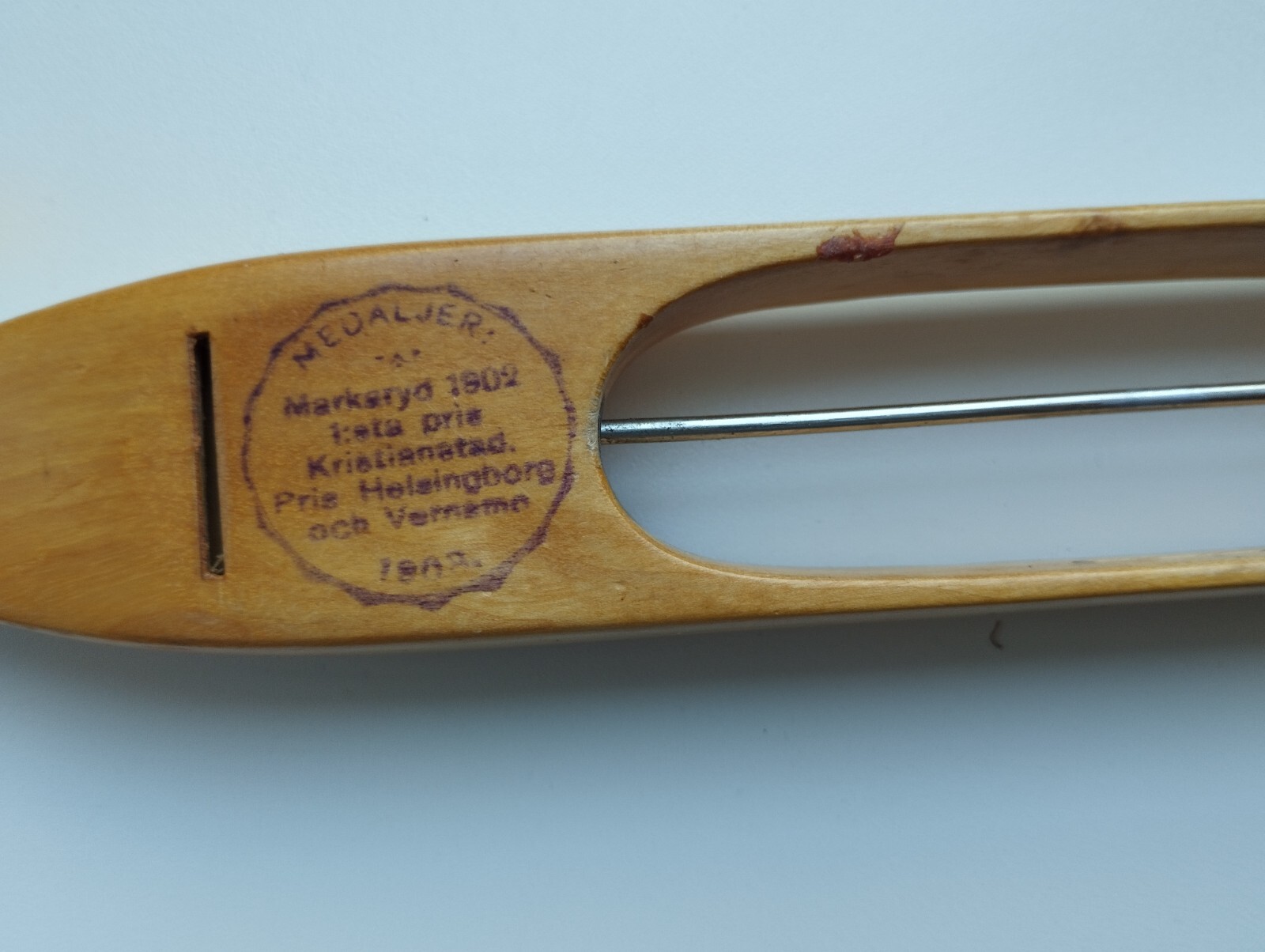 Vintage solid maple Swedish Loom Boat Shuttle 12"(30 cm) with rollers