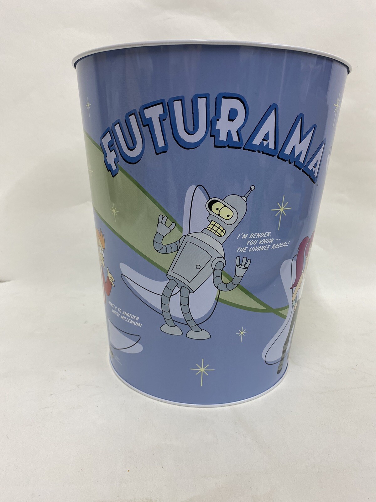 Futurama Tin Trash Can with Bender, Fry, Dr. Zoidberg Vintage Made in 2002