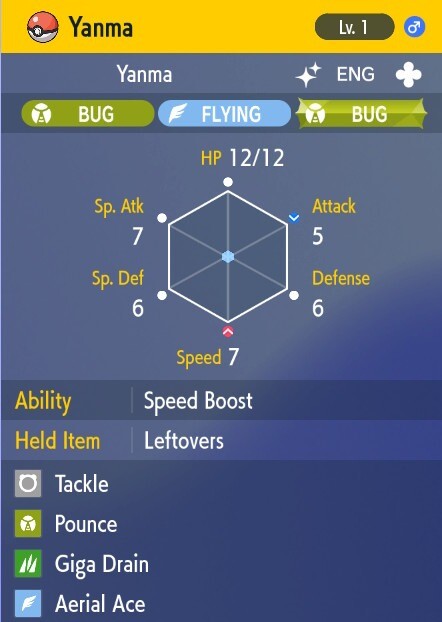 Pokemon Scarlet and Violet 6iv Shiny Max EV Yanma