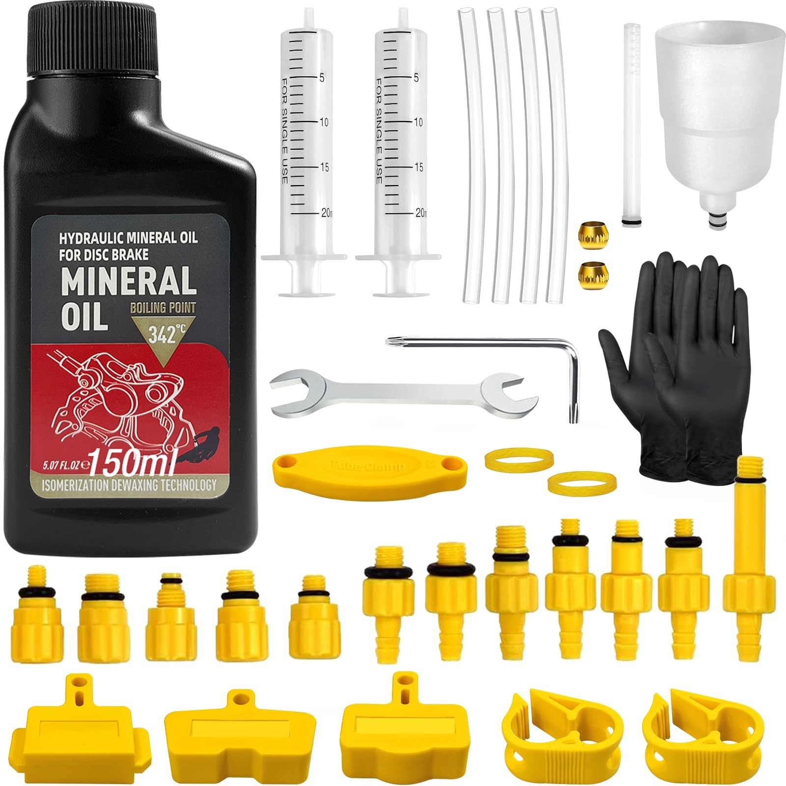 Bicycle Hydraulic Brake Bleed Kit w/ 150ML Mineral Oil for Disc Brakes