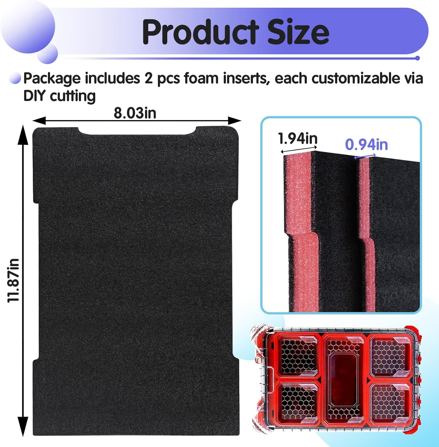 2 PCS 48-22-8435 Tool Box Foam Compatible with Milwaukee Packout Foam Insert, fo