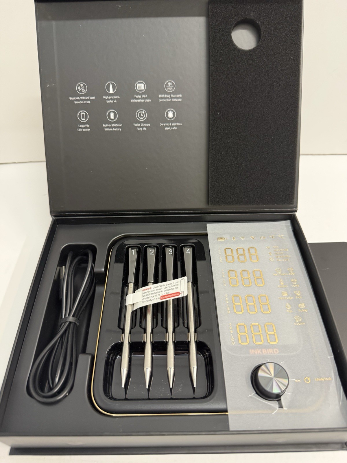 WiFi Wireless Meat Thermometer with 360°Readable LCD Standalone Base