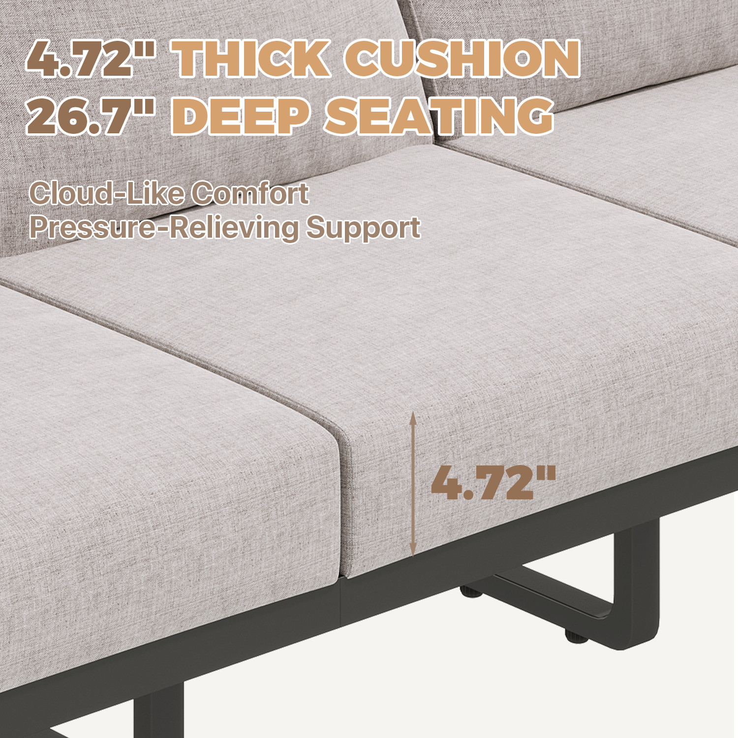 4-Piece Gray Exposed Tube Patio Sofa Set 2 Single&Double&Table