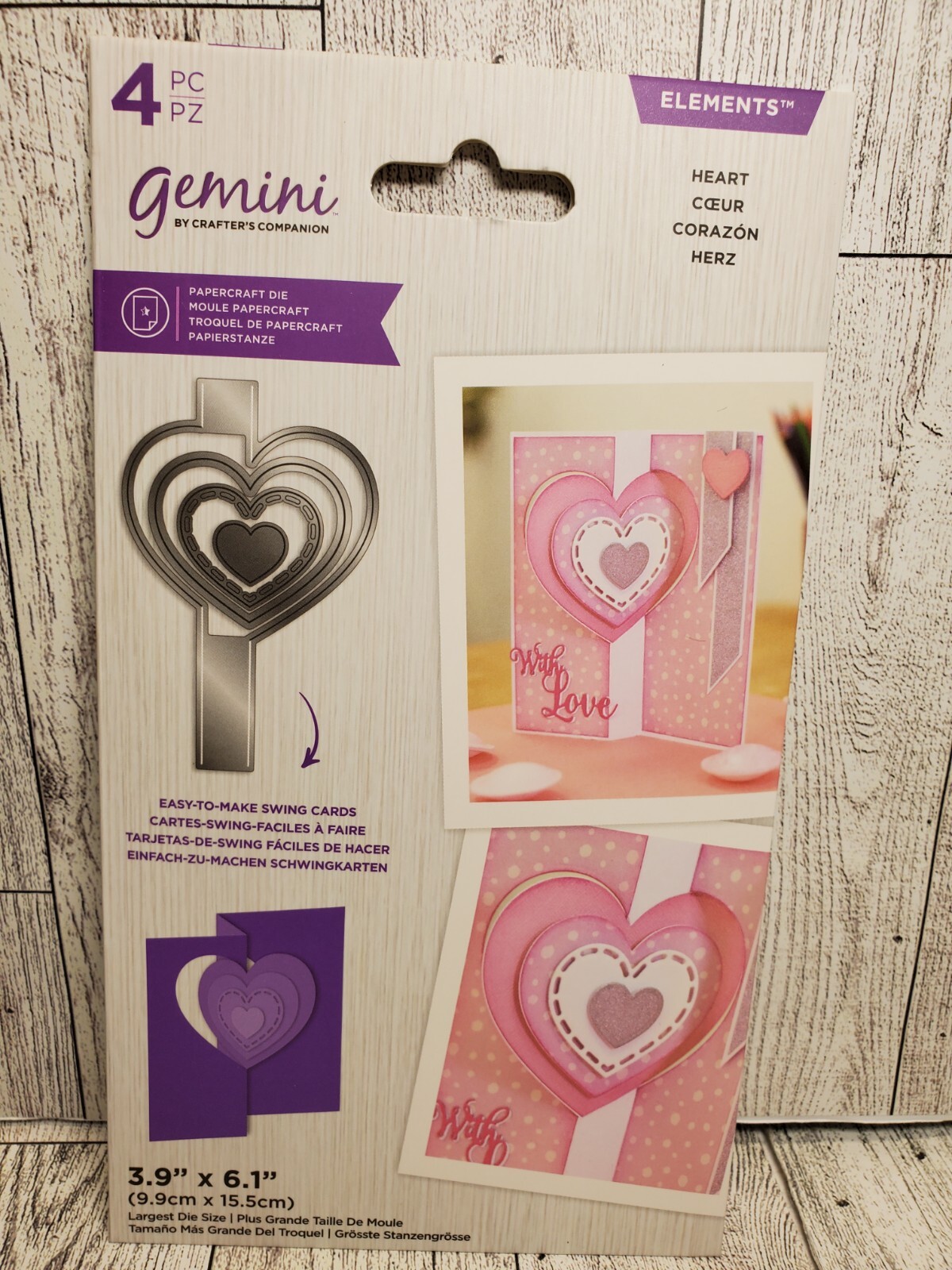 CC1 Crafter's Companion Gemini Elements Heart Swing Card die set New