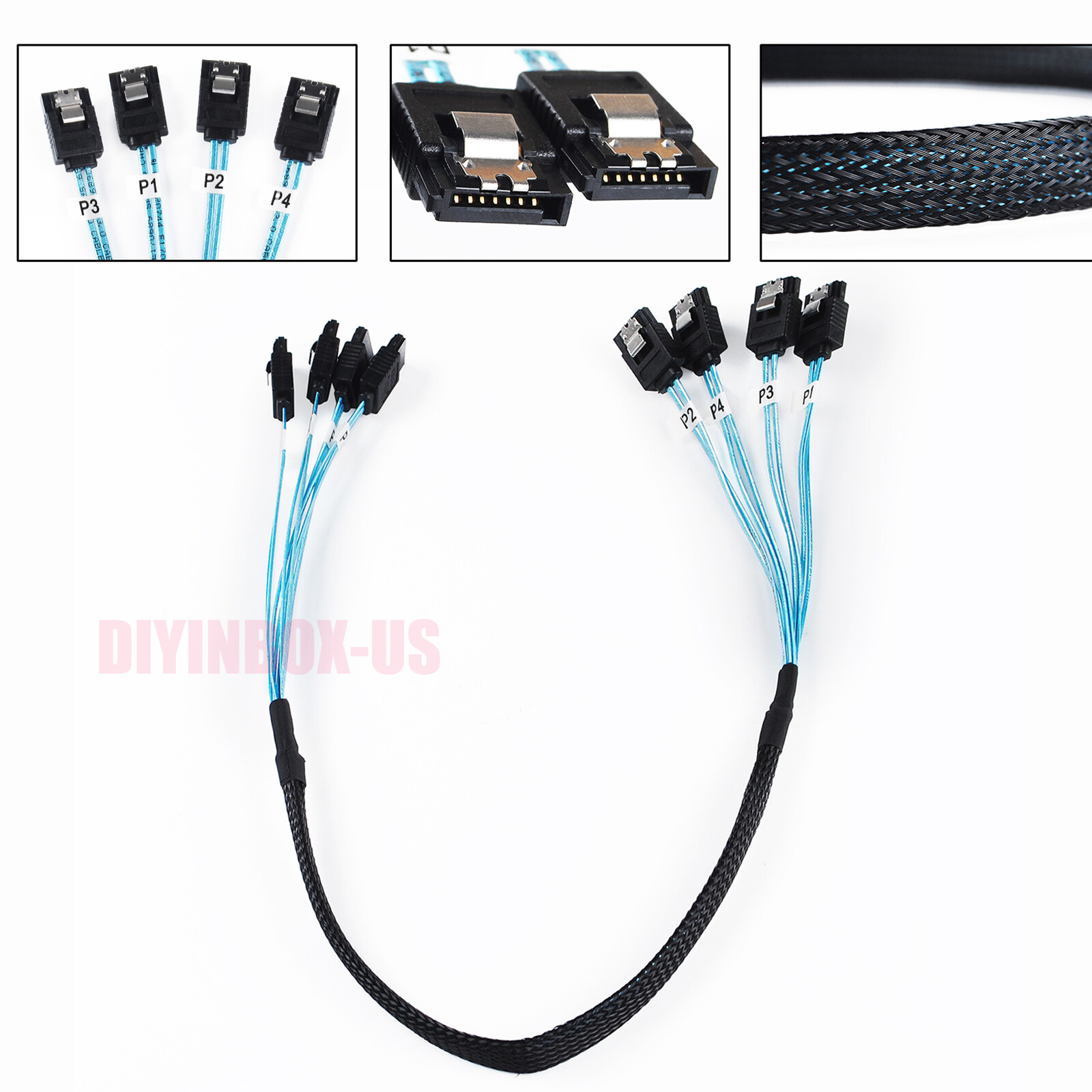 Internal SAS 4 SATA Host to 4 SATA 7pin Target Hard Disk 6Gbps Data Cable 50cm