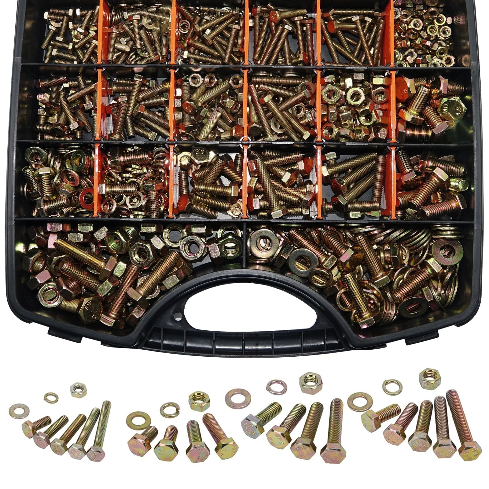 1020PCS Grade 8.8 Metric Bolt Assortment Kit -M4 M5 M6 M8 Heavy Duty Hex Bolts &