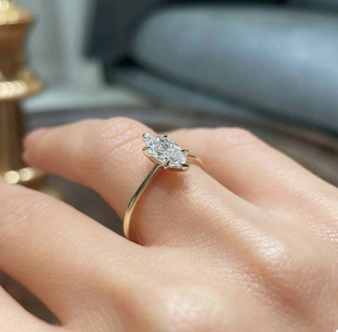 Marquise Cut 3.20 Ct Lab-Created White Diamond Wedding Ring 925 Sterling Silver