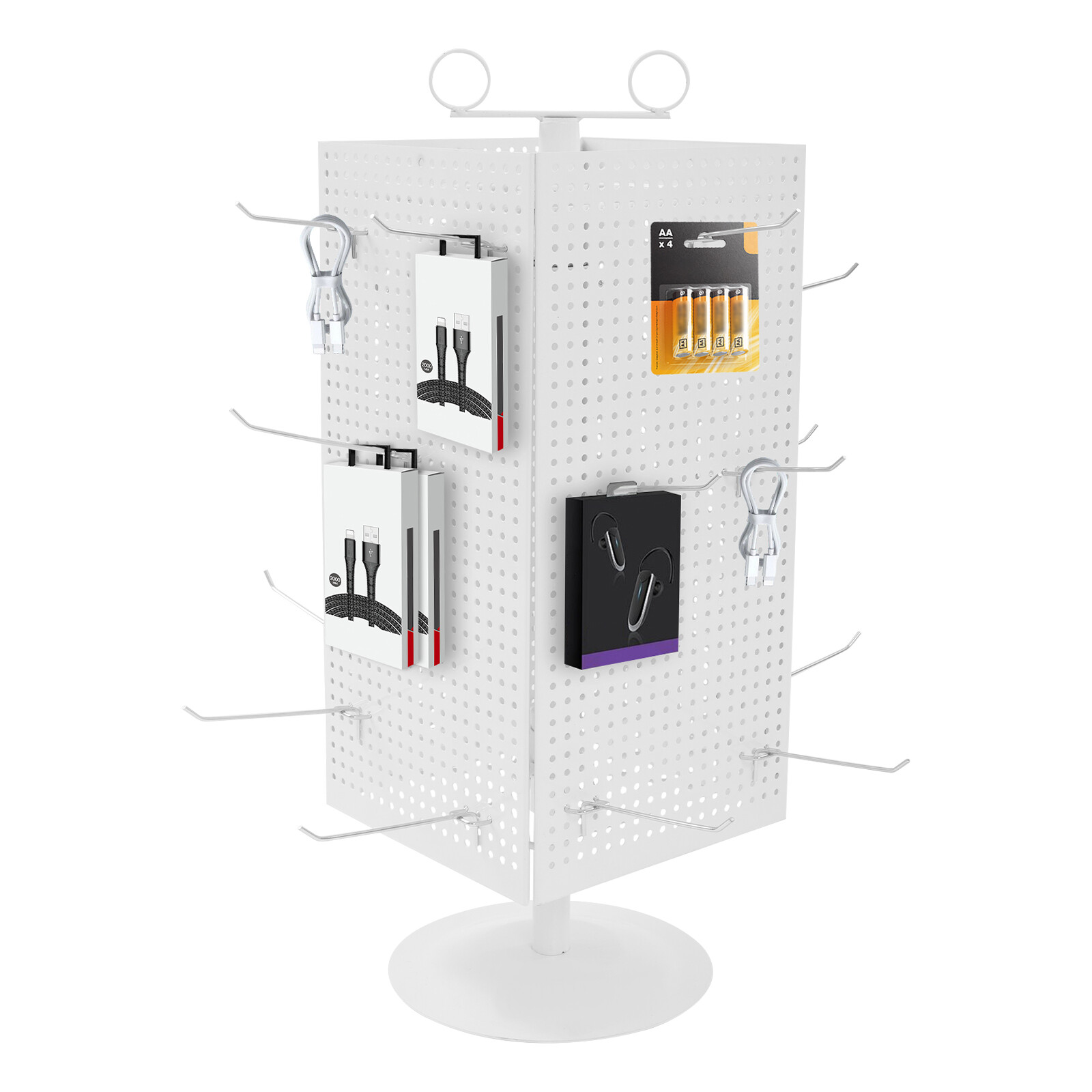 Retail Iron Counter Spinner & Rotating Pegboard Display Stand W/ 20* Hooks