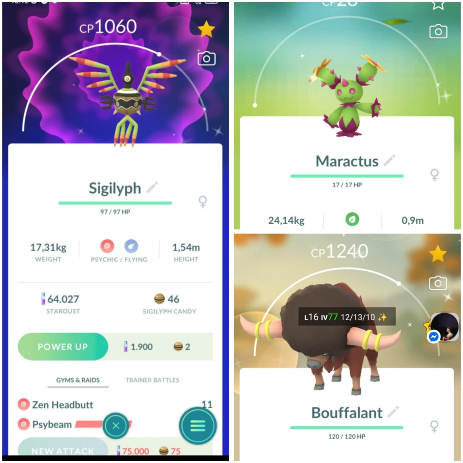 ✨Shiny Sigilyph, Maractus, Bouffalant ✨ - P T C  - Description