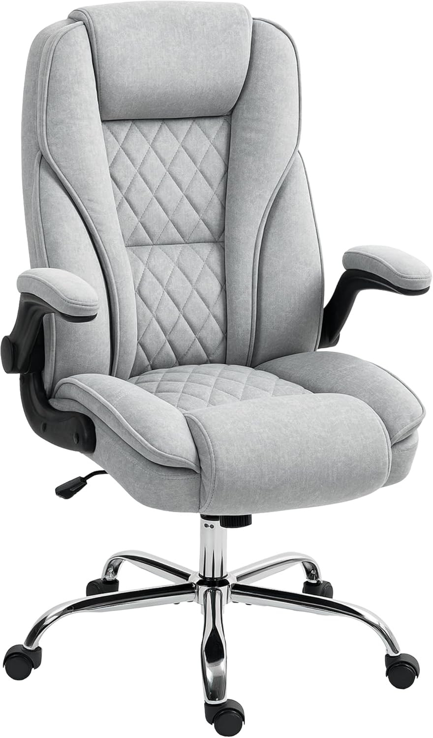 High Back Office Chair Executive Desk Chair, Gray | Swivel Wheels, Flip-Up Armre
