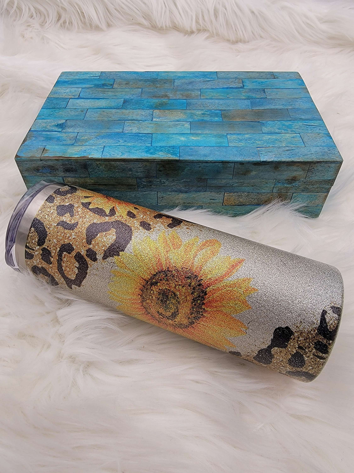 20 OZ Stainless steel Glitter Sunflower and Cheetah Print