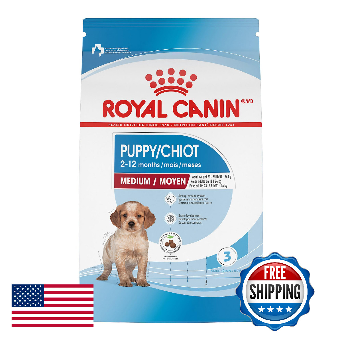 Royal Canin Medium Puppy Dry Dog Food, 4 lb Bag - Health Nutrition