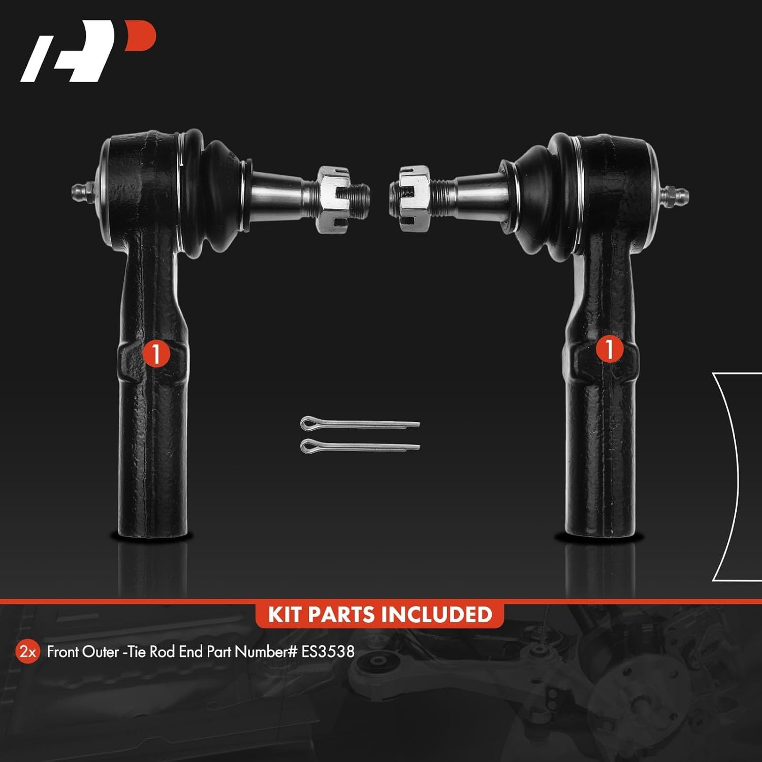 2 x Front Outer Tie Rod Ends, Compatible with Dodge Ram 1500 2002-2008, Ram