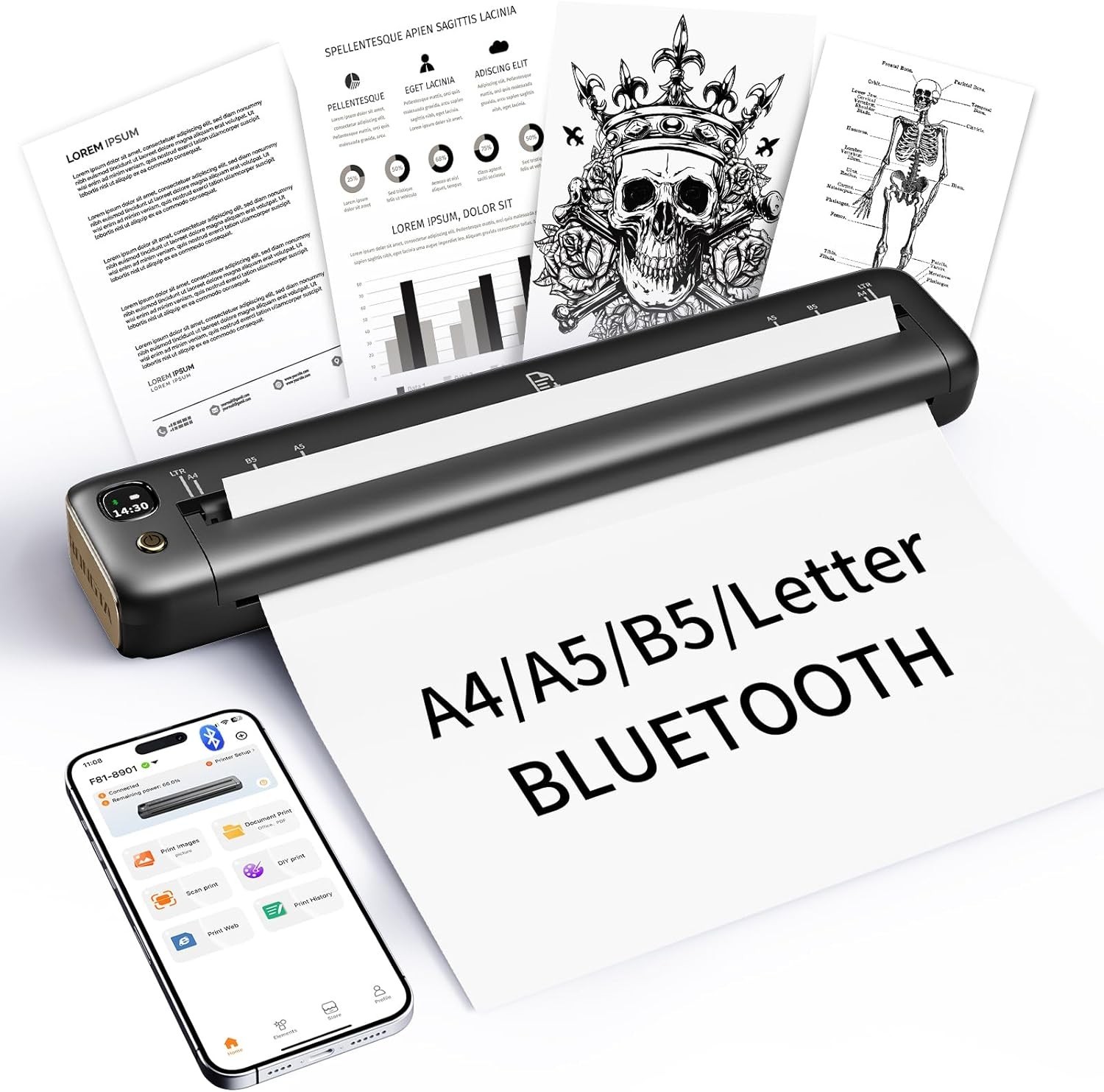 Impresora termica portatil inalambrica viaje compatible telefono laptop maletin